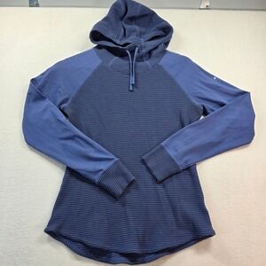 Columbia Cascade Gorge Women's Hoodie M Blue Waffle Knit Thermal Cowl Pullover